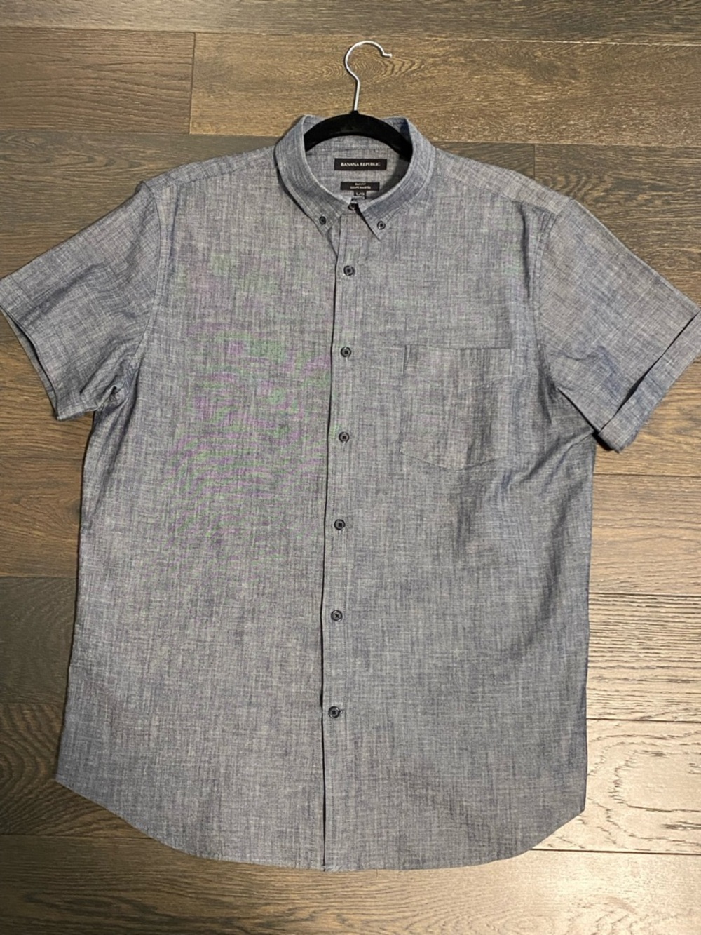 Banana Republic Short-Sleeve Button-Down Shirt - Gray Blue